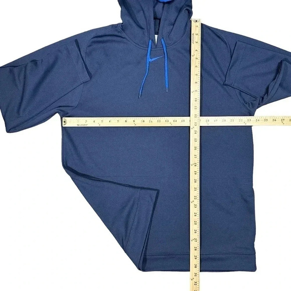 Vintage Y2K Nike Center Swoosh Mesh Navy Blue Hoodie Mens  Large - Picture 7 of 7